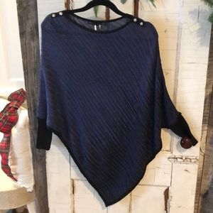 WHBM Navy Blue and Black Poncho